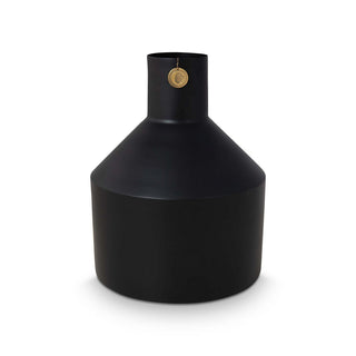 Vase Metal Black – Schwarze Metallvase mit Emblem (24x30 cm)