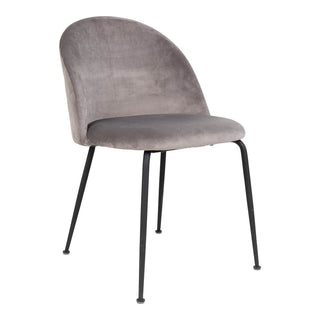 Geneve Stuhl 2er-Set – Grauer Samt mit schwarzen Metallbeinen | House Nordic