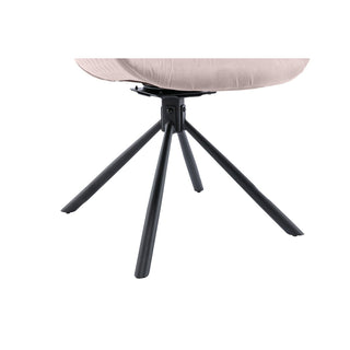 Trendiger Armlehnstuhl in rosa Samtoptik mit 360° Drehfunktion & Baseball-Gestell – Polsterstuhl mit Steppung | SalesFever