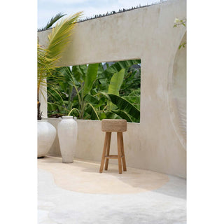 Barhocker aus Teakholz & handgewebtem Bast – 75 cm