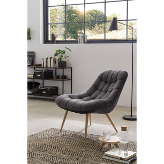 Sessel XXL Samt grau Metall Holzoptik