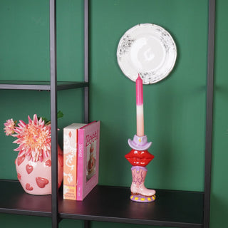 Kerzenhalter „Cowboy Style“ – Housevitamin- Pink/ Rot/ Lilac-10x8x20 cm