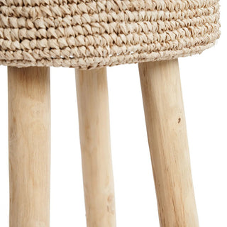 Barhocker aus Teakholz & handgewebtem Bast – 75 cm