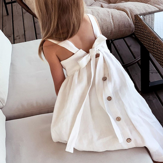 Entzückendes Bio-Baumwollkleid für Kinder in Weiß und Grün – Größen 18 Monate bis 8 Jahre