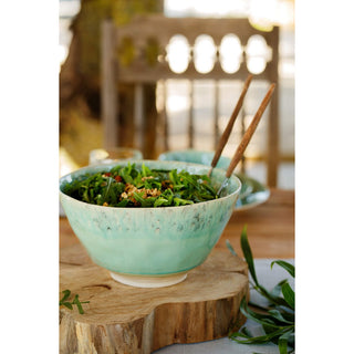 MADEIRA Servierschale 24 cm Blau – Handgefertigte Steingutschale 2er Set