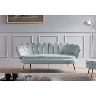 Muschelsofa 3-Sitzer aus Samt Hellgrau