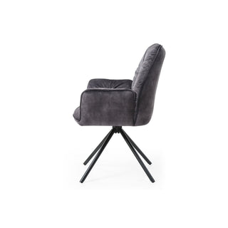 Vintage-Samt Armlehnstuhl mit 360° Drehfunktion – Eleganter Polsterstuhl in Schwarz
