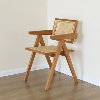 Beliebter Chandigarh -Stuhl - Stil Pierre Jeanneret - Holz und Rattan - hohe Qualität - klar oder Walnuss