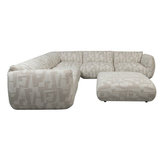 Sofa Amsterdam 6-Sitzer-Ecksofa + Ottomane, weiße Glyphen