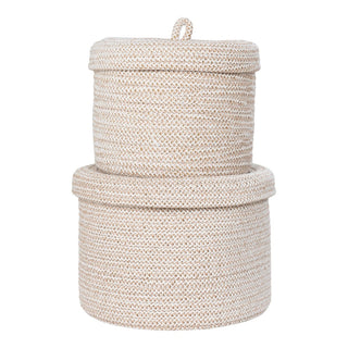 Korb mit Deckel Baumwolle "Sebal" beige set of 2