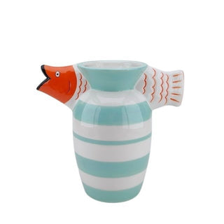 Vase -Blume -Vase -Schwimmfisch -Dolomit -Mint/Weiß/Orange - 23x12.5x21cm