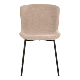 Esszimmerstuhl  Maceda – Bouclé - beige mit schwarzen Beinen – 2er-Set
