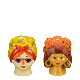 Kerzenhalter Kopf Keramik (Gelb oder Orange)