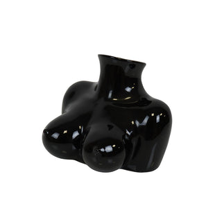 Housevitamin Vase – Einzigartiges Brüste-Design aus schwarzer Keramik, 6,5 x 12,5 x 13 cm –
