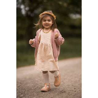 Annie&Charles Bio-Baumwollkleid mit Rüschen & Rückenschleife – Grün, Beige, Braun, Blau – Größen 6 Monate bis 4 Jahre