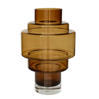 Glasvase Kasai Cognac – Mundgeblasene Vase in Braun Ø23 x H35 cm