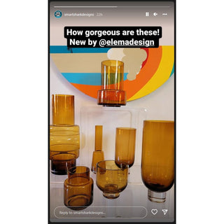 LUXURY 9mm glass vase, amber color: TYLER 25 retro design style