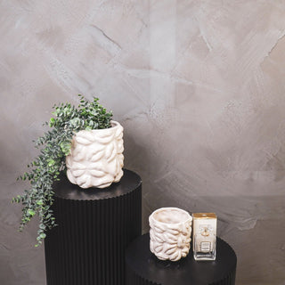 Topf - Kussmund- Keramik - Beige - 17,5x17,5x17,5cm