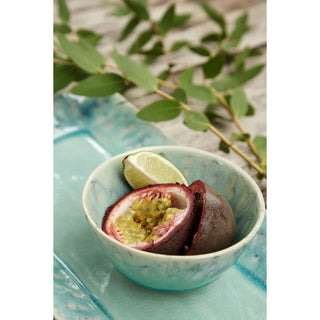 MADEIRA Servierschale 24 cm Blau – Handgefertigte Steingutschale 2er Set