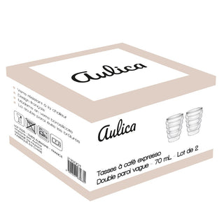 Aulica Doppelwandige Kaffeegläser 70 ml – 2er Set Espresso Tassen aus Glas mit Wellendesign