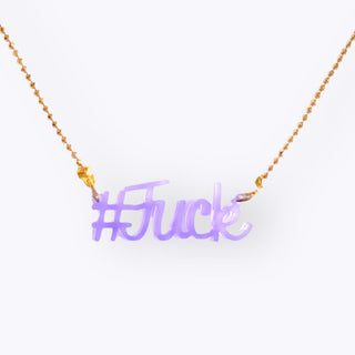 Kette #Fuck – Statement-Schmuck aus recyceltem Material in Lila