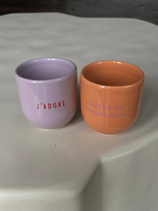Kaffeebecher Keramik "coffee in Amsterdam" orange