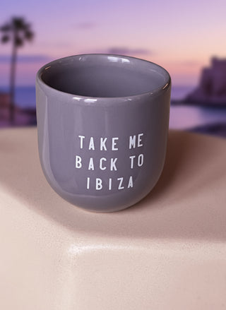 Kaffeebecher Keramik "Take me back to Ibiza" lila
