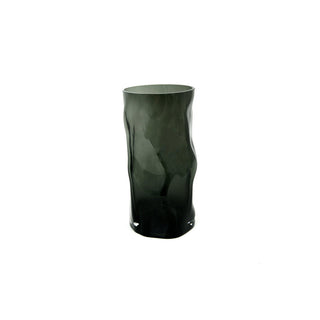 Cylindrical glass vase with irregular form, like black wood. ABU30GR