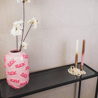 Vase "FUCK" Keramik rosa 17x17x27cm