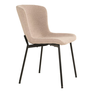 Esszimmerstuhl  Maceda – Bouclé - beige mit schwarzen Beinen – 2er-Set
