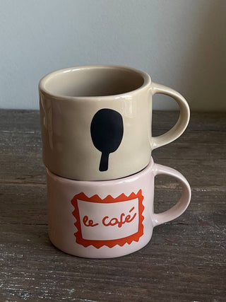 Keramiktasse Le Cafè – Helles Rosa, 350ml – Ideale Tasse für Kaffee & Tee