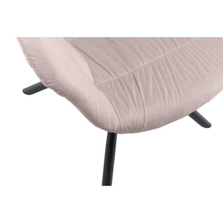 Trendiger Armlehnstuhl in rosa Samtoptik mit 360° Drehfunktion & Baseball-Gestell – Polsterstuhl mit Steppung | SalesFever