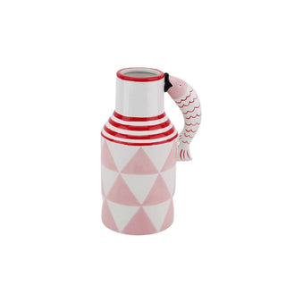 Vase - Krugfische - Rosa/Weiß/Rot - 14x11x21,5 cm