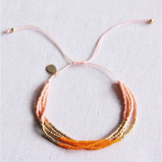 Miyuki -Armband Quadruple - Lachs/Orange/Goldplatte