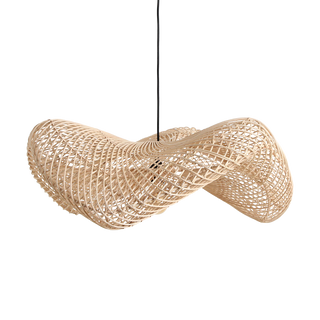 Wellen-Hängeleuchte aus Rattan
