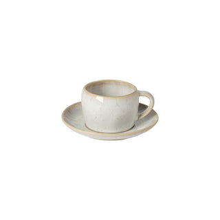 EIVISSA Teetasse mit Untertasse Sandbeige – Handgefertigtes Steingut 6er Set