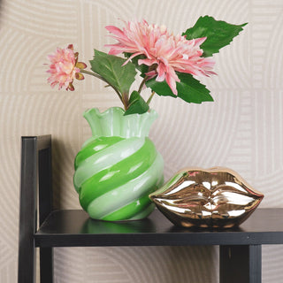 Vase-Blume-Vase-Wirbel- Mint/ Grün- 13x13x15,5 cm