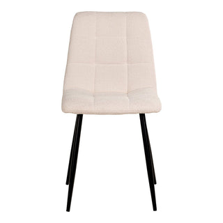 Middelfart Esszimmerstuhl Bouclé, weiß mit schwarzen Beinen, – 2er-Set