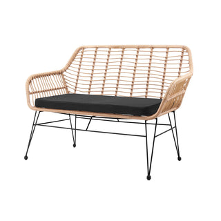 Wetterfeste Sitzbank mit Rattan-Optik & Metallgestell – Indoor & Outdoor
