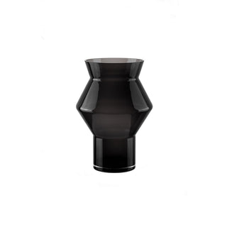 Large design vase with jaggy angular cylindrical shape, dark grey high quality glass, CUZ14GR