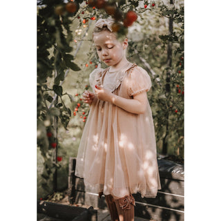 Annie&Charles Prinzessinnen-Tüllkleid für Kinder – Festliches Kleid in Beige – Größen 18 Monate bis 10 Jahre