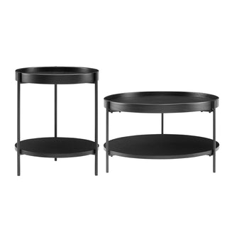 Couchtisch 2er Set rund  Schwarz