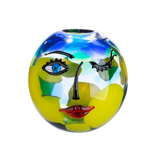 Glasart Vase „Novento“ blau gelb grün