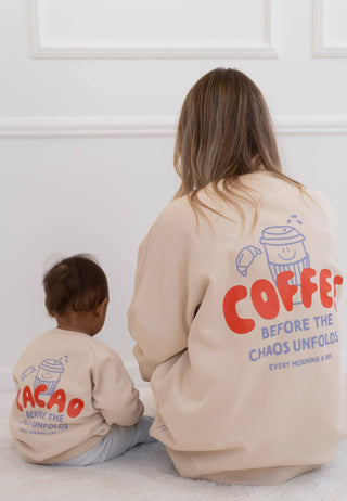 Mini Sweatshirt “Cacao before Chaos” beige
