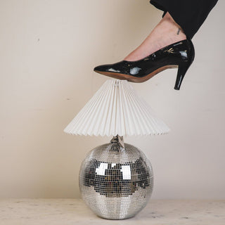 Lampe - Tischlampen -Disco -Kugel - Glas - Silber - 20x20x20 cm