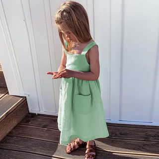Entzückendes Bio-Baumwollkleid für Kinder in Weiß und Grün – Größen 18 Monate bis 8 Jahre