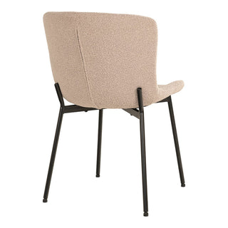 Esszimmerstuhl  Maceda – Bouclé - beige mit schwarzen Beinen – 2er-Set