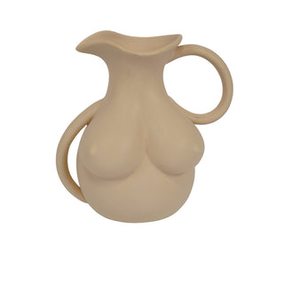 Vase - Brustkrug - Keramik - Sand - 6,5x11x18cm