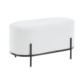 Polsterhocker Bouclé Stoff Weiß