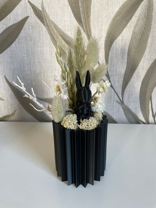 3D Vase Riffel schwarz 8cm